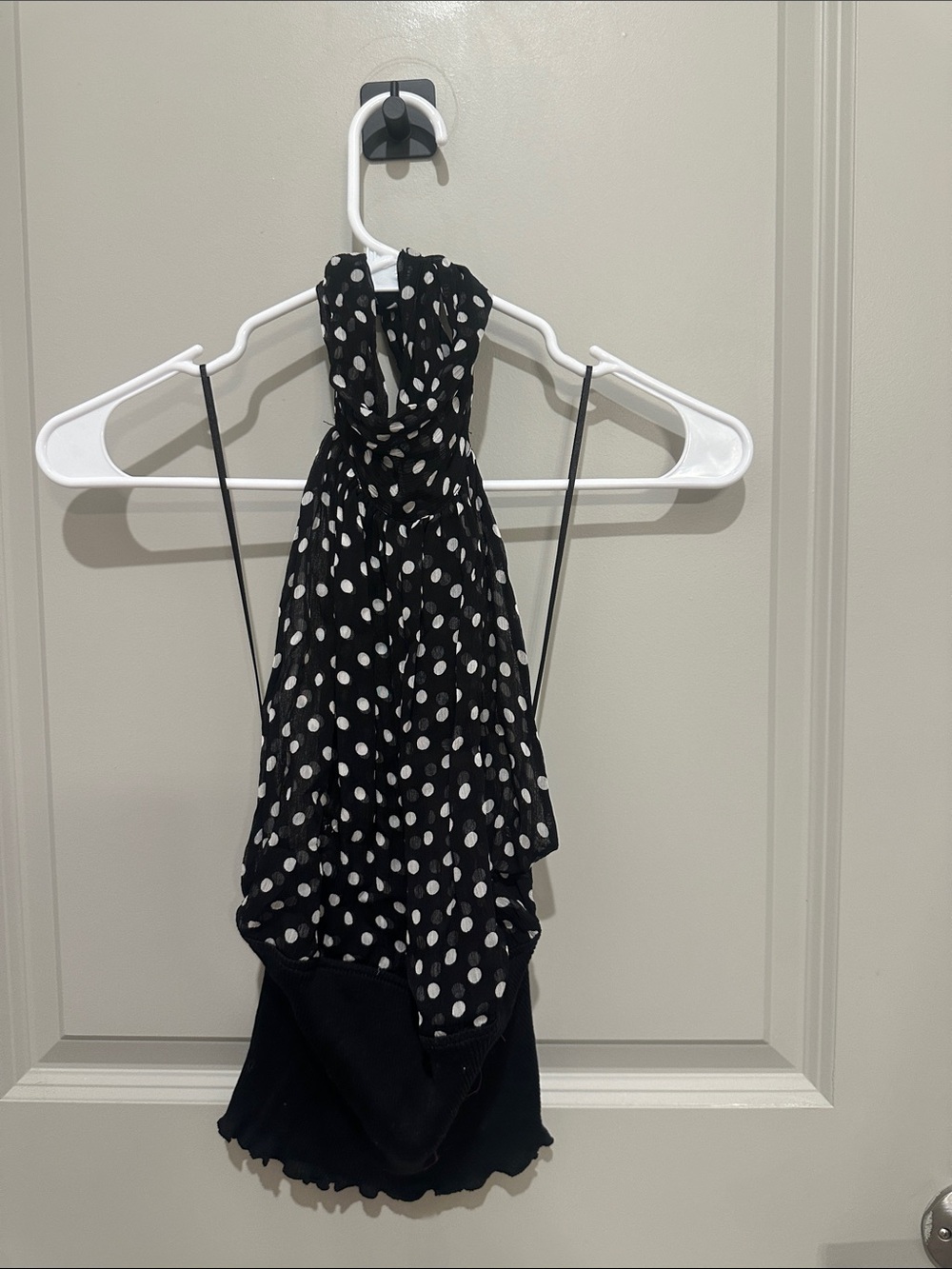 Zara Black and White Polka Dot Halter Dress